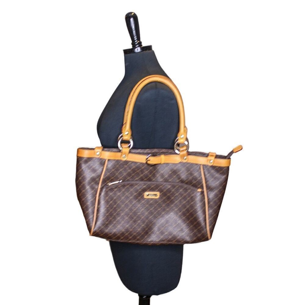 Rioni Kendall Weekender Tote Brown Canvas Leather Satchel